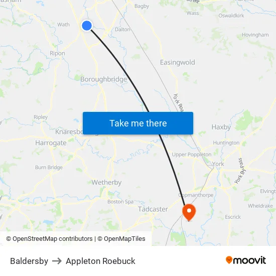 Baldersby to Appleton Roebuck map