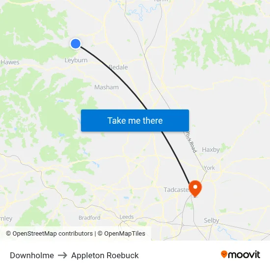 Downholme to Appleton Roebuck map