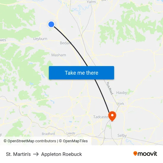 St. Martin's to Appleton Roebuck map