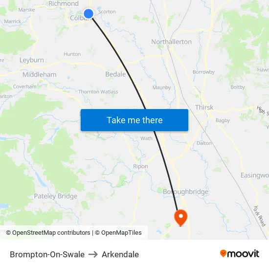 Brompton-On-Swale to Arkendale map