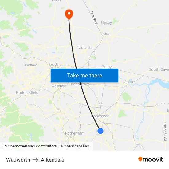 Wadworth to Arkendale map
