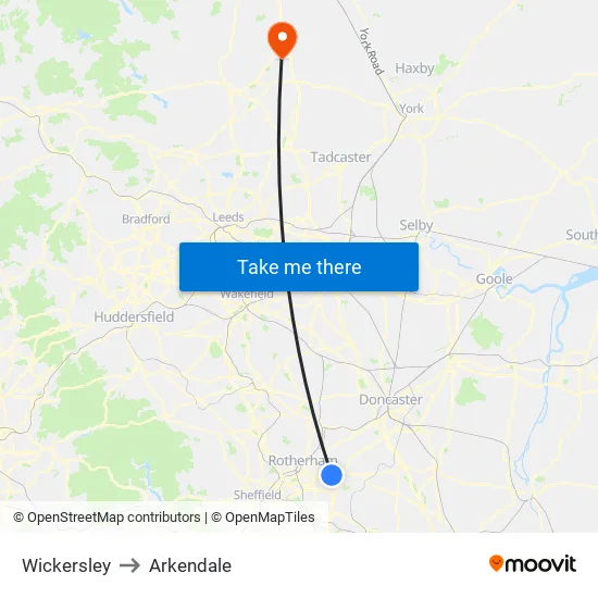 Wickersley to Arkendale map