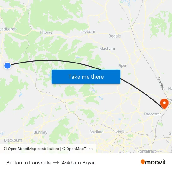 Burton In Lonsdale to Askham Bryan map