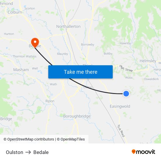 Oulston to Bedale map