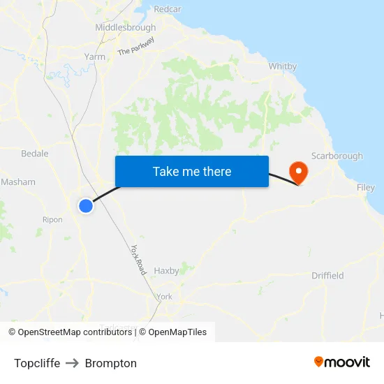 Topcliffe to Brompton map