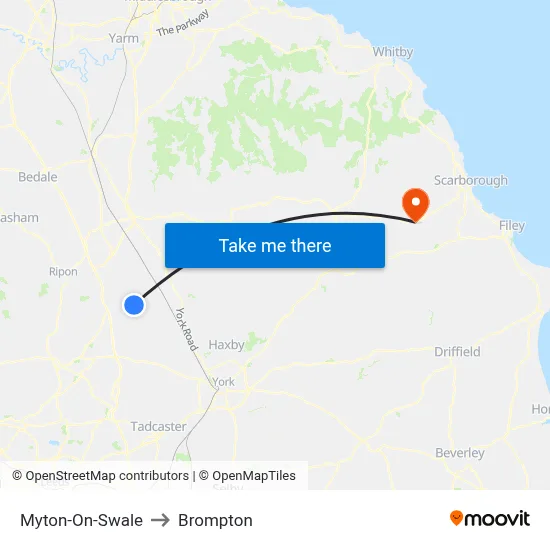 Myton-On-Swale to Brompton map