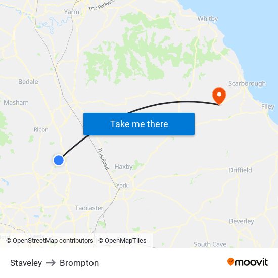 Staveley to Brompton map