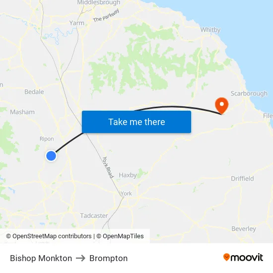 Bishop Monkton to Brompton map