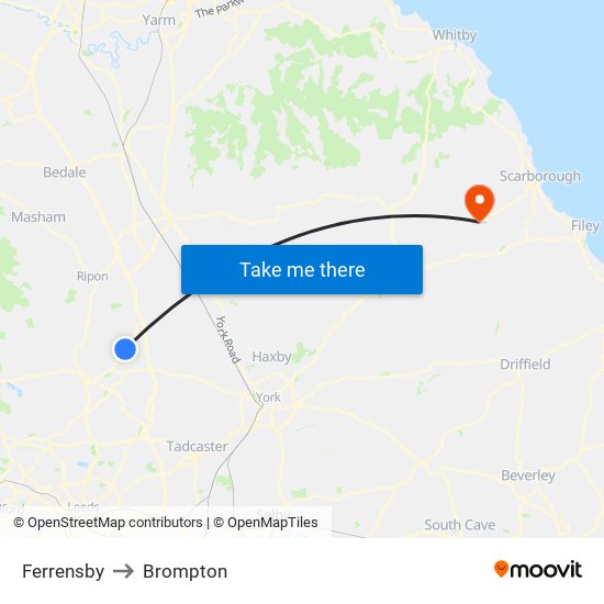 Ferrensby to Brompton map