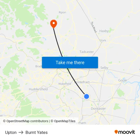 Upton to Burnt Yates map