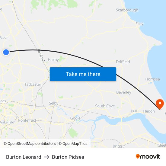 Burton Leonard to Burton Pidsea map