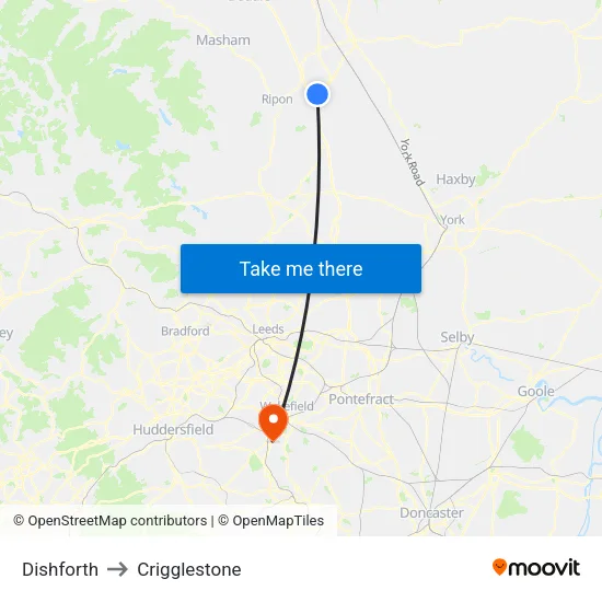 Dishforth to Crigglestone map
