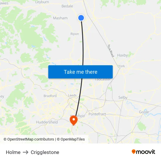 Holme to Crigglestone map