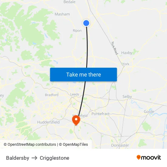 Baldersby to Crigglestone map