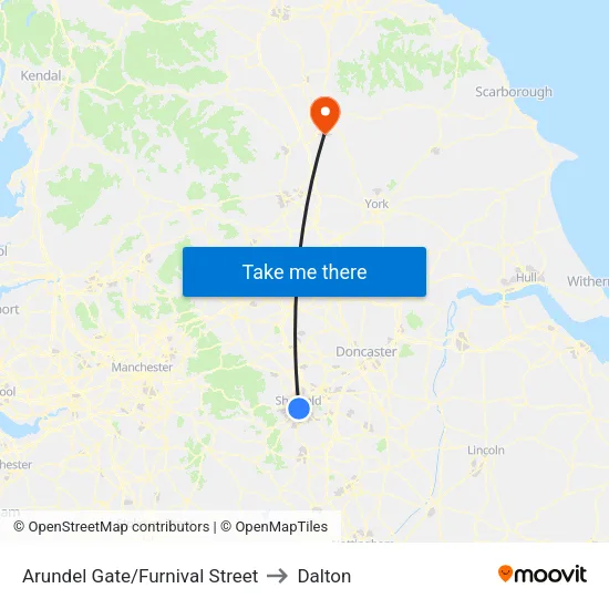 Arundel Gate/Furnival Street to Dalton map