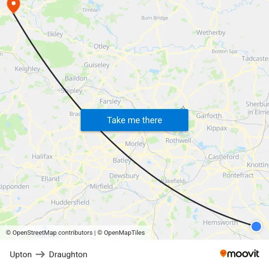 Upton to Draughton map
