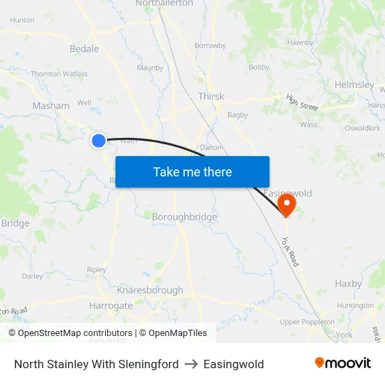 North Stainley With Sleningford to Easingwold map