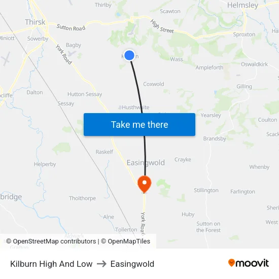 Kilburn High And Low to Easingwold map