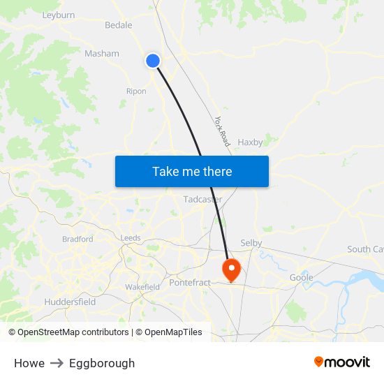 Howe to Eggborough map