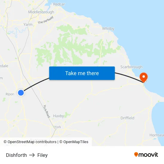 Dishforth to Filey map