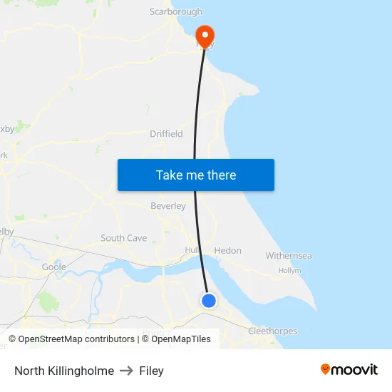 North Killingholme to Filey map