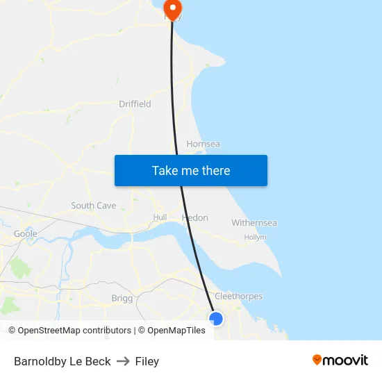 Barnoldby Le Beck to Filey map