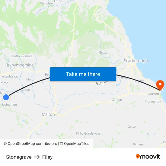 Stonegrave to Filey map