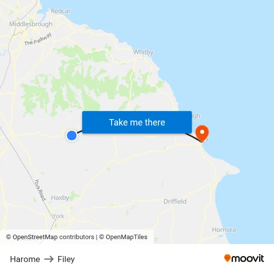 Harome to Filey map