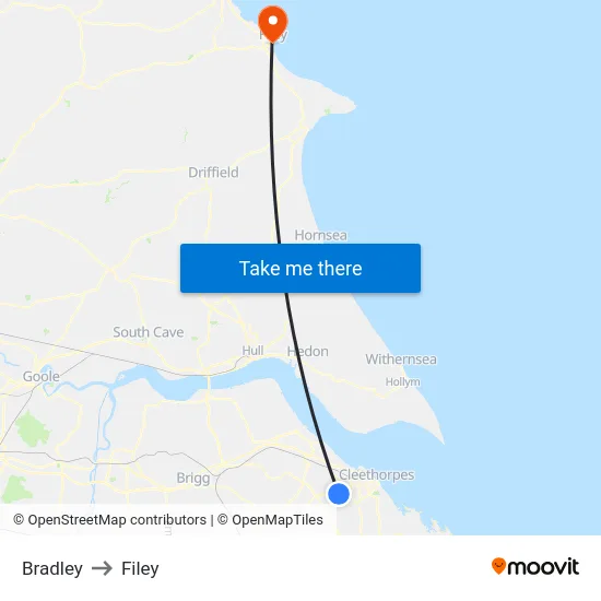 Bradley to Filey map