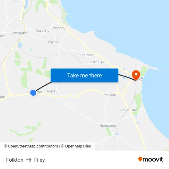 Folkton to Filey map