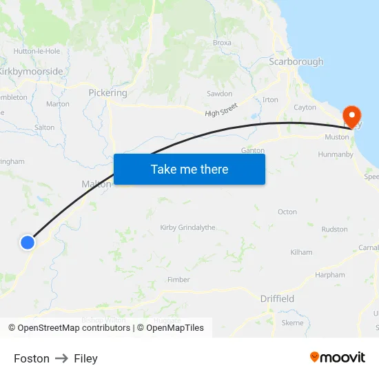 Foston to Filey map
