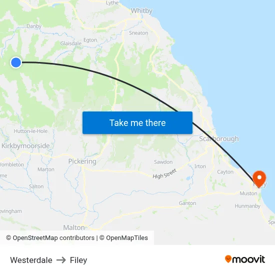 Westerdale to Filey map