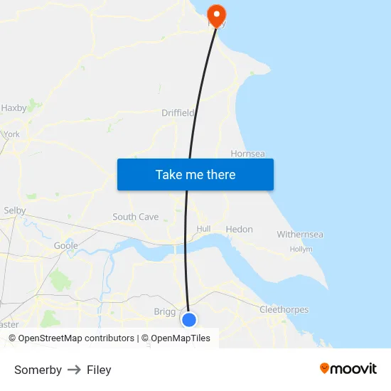 Somerby to Filey map