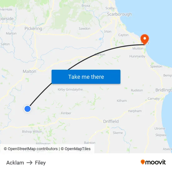 Acklam to Filey map