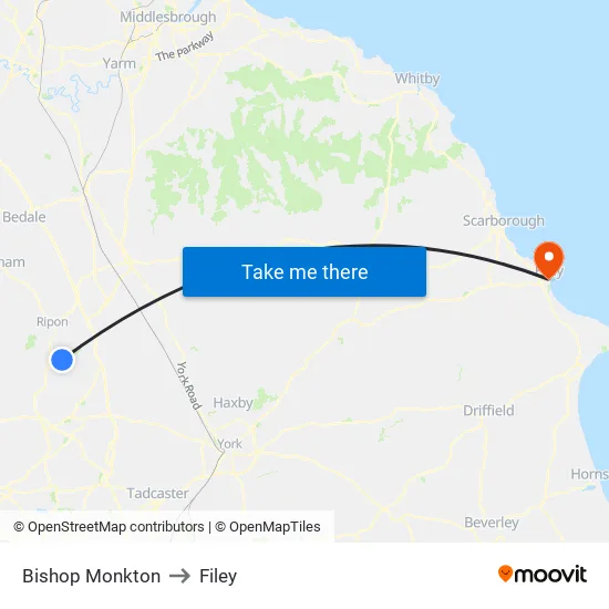Bishop Monkton to Filey map