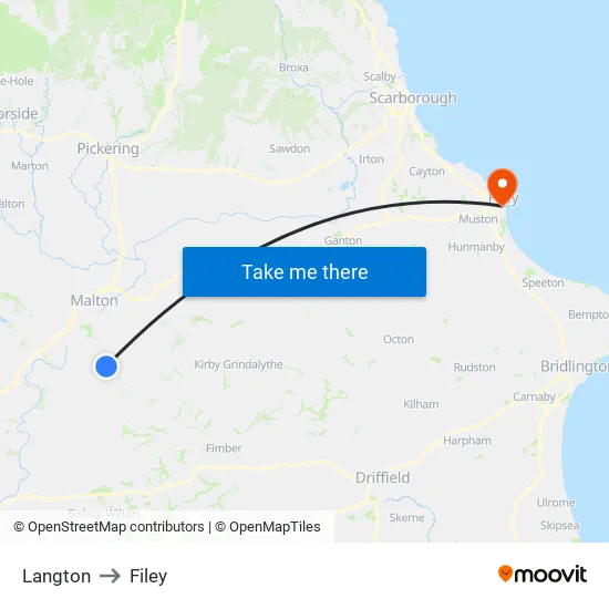 Langton to Filey map