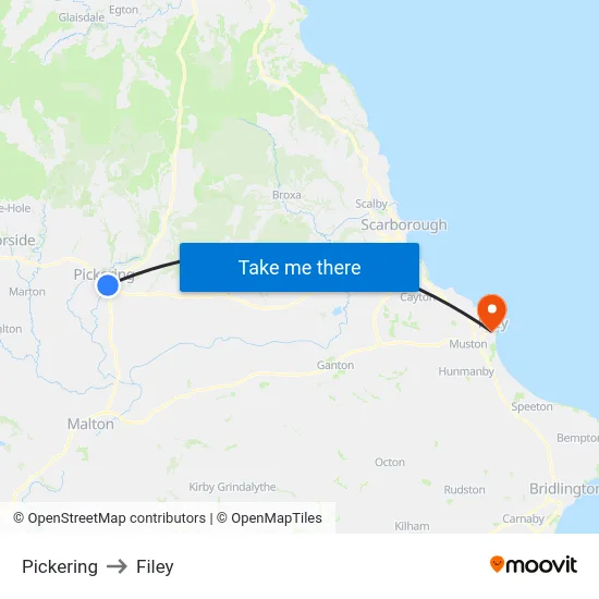 Pickering to Filey map