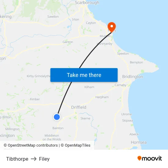 Tibthorpe to Filey map