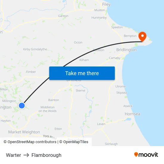 Warter to Flamborough map