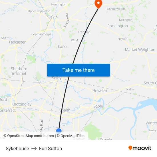 Sykehouse to Full Sutton map