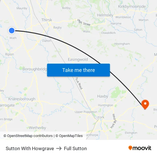 Sutton With Howgrave to Full Sutton map