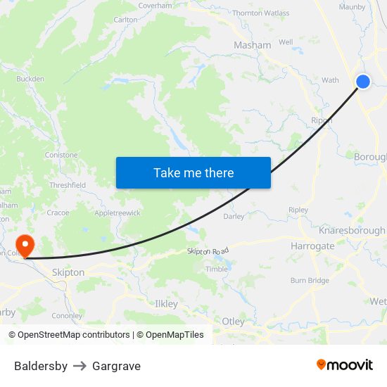 Baldersby to Gargrave map