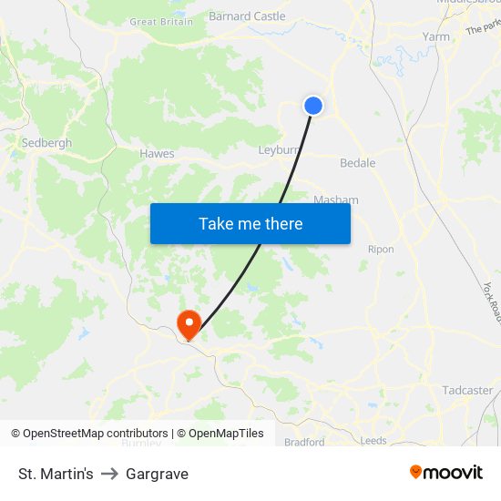 St. Martin's to Gargrave map