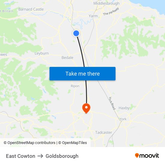 East Cowton to Goldsborough map