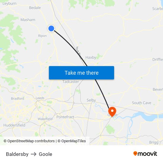 Baldersby to Goole map