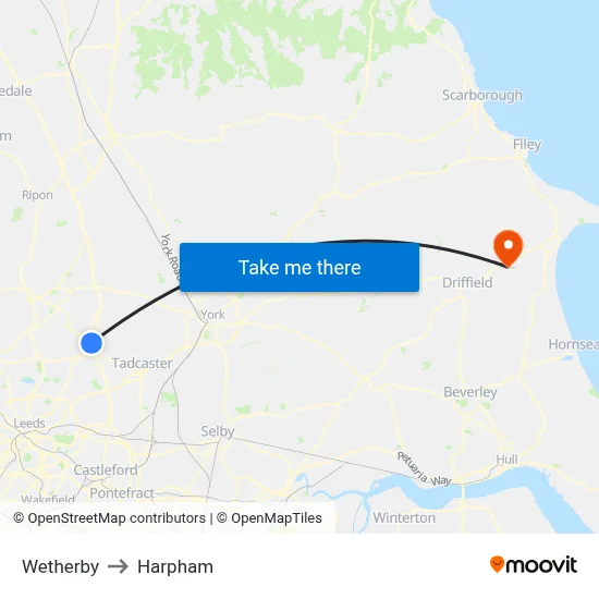 Wetherby to Harpham map