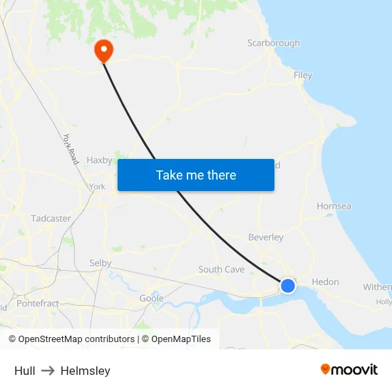 Hull to Helmsley map
