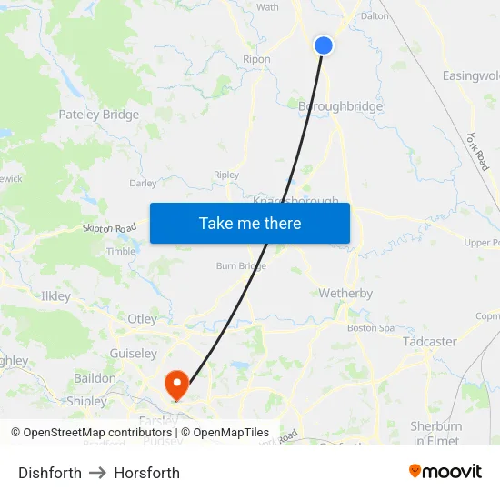 Dishforth to Horsforth map