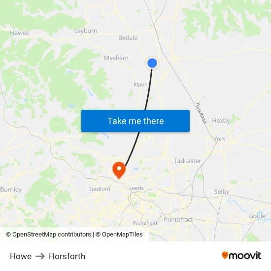 Howe to Horsforth map