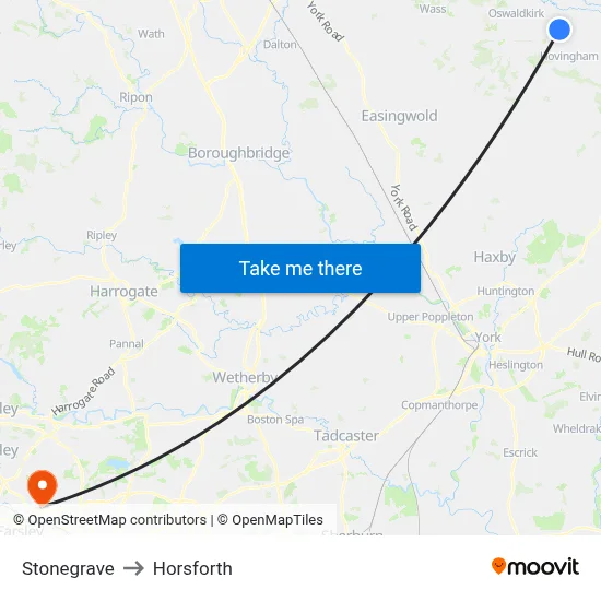 Stonegrave to Horsforth map